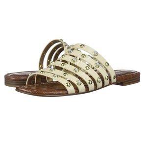Sam Edelman Brea Studded Leather Slide Sandal Modern Ivory Size 7.5